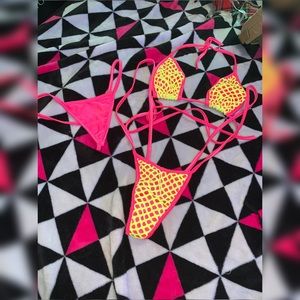 YELLOW AND PINK THONG SLING SHOT